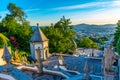 View of the church of Bom Jesus do Monte in Braga famous for sculpture decorated staircase leading to it, Portugal