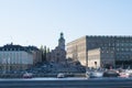 View of the Church in the center of Stockholm from the waterfront. Stockholm Royal Palace.