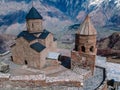 View of the church in Georgia near Mount Kazbegi