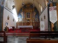 Inside a Catholic church, Interior details,Thira Santorini island,Greece. Royalty Free Stock Photo