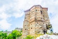 View of the Church of the Holy Mother of God inside of the Asen's Fortress in Rhodopes mountain, Asenovgrad, Bulgaria Royalty Free Stock Photo