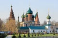 View of the Church of Nikola Wet and the memorial to military financiers in the spring evening. Russia, Yaroslavl city, may 1, 201