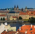 View of the Church of Our Lady of Tyn and the Vltava river. Prague Royalty Free Stock Photo