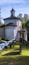 View at a church on sacred mount of Orta on Italy