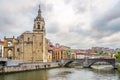 View at the Church of Saint Anthony of embankment of Nervion river in Bilbao - Spain Royalty Free Stock Photo