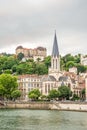 View at the Church of Saint Georges at the bank of Saone river in Lyon, France Royalty Free Stock Photo