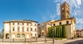 View at the Church of Saint Jacob with Town hall building in the streets of Altopascio - Italy