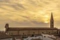 View of the church of Santa Maria Novella from the rooftops of Florence at sunset Royalty Free Stock Photo