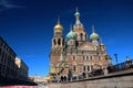 View of the Church of the Savior on Blood, with a river walk along the canals and rivers of the city. Royalty Free Stock Photo