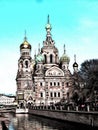 A view of the Church of the Savior on Blood in Saint-Petersburg