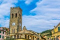 view of a church situated on the main square of monterosso al mare, cinque terre, italy....IMAGE Royalty Free Stock Photo