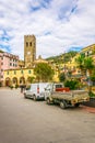 view of a church situated on the main square of monterosso al mare, cinque terre, italy....IMAGE Royalty Free Stock Photo
