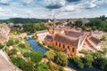 view of the Church of St Jean du Grund and the old town in the valley of the river Alzette. Travel destinations in tiny