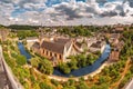 view of the Church of St Jean du Grund and the old town in the valley of the river Alzette. Travel destinations in tiny