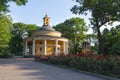 View on the Church of St. Nicholas is a Neoclassical style rotunda in the Askold\'s Grave park of Kyiv, Ukraine Royalty Free Stock Photo