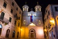 View of the Church of St. Nicholas in the Old Town of Kotor at night. Montenegro Royalty Free Stock Photo