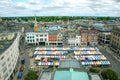 A view of the church tower at Cambridge market Royalty Free Stock Photo