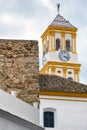 View of church tower in old town Marbella, Spain. Royalty Free Stock Photo
