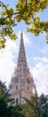 View of church tower surrounded by trees in zagreb croatia