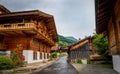 view of the church in the town of Brienz, in the canton of Bern, Switzerland Royalty Free Stock Photo