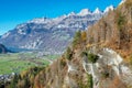 View on the Churfirsten mountain range in Autumn. Charming autumn landscape in Swiss Alps. Switzerland, Europe Royalty Free Stock Photo