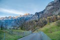 View on the Churfirsten mountain range in Autumn. Charming autumn landscape in Swiss Alps. Switzerland, Europe