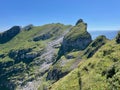 View of the Churfirsten range from the summit of Leistchamm, St. Gallen, Switzerland. Royalty Free Stock Photo