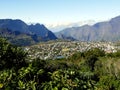 View of Cilaos town and circus from Roche Merveilleuse viewpoint, Reunion Royalty Free Stock Photo