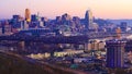 View of the Cincinnati, Ohio city center at sunset Royalty Free Stock Photo