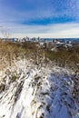 Cincinnati, Ohio seen after a light snow from Devou Park, Kentucky Royalty Free Stock Photo