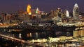 View of the Cincinnati, Ohio skyline at night Royalty Free Stock Photo