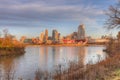 View of the Cincinnati skyline from Licking River Royalty Free Stock Photo