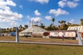 View of the circus tent the spectacle of Raluy Circus, along the port of Barcelona, Catalunia, Spain