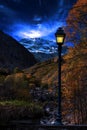 View of the cirque of Troumouse in the Pyrenees mountains at night Royalty Free Stock Photo