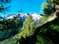 view of the Cistella mountain going up to the Alpe devero, summer mountain landscape Royalty Free Stock Photo