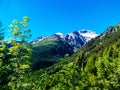 view of the Cistella mountain going up to the Alpe devero, summer mountain landscape Royalty Free Stock Photo