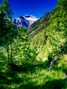 view of the Cistella mountain going up to the Alpe devero, summer mountain landscape Royalty Free Stock Photo