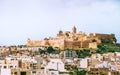 View of citadel with main city Victoria on the foreground from the north on Gozo island, Malta Royalty Free Stock Photo