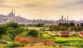 View of the Citadel with Muhammad Ali Mosque from Al-Azhar Park Royalty Free Stock Photo