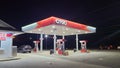 View of citgo pump island at night