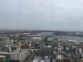 View of the city and the Akashi-Kaikyo Bridge from the Tenpozan Ferris Wheel. OSAKA, JAPAN