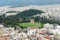 View on the city of Athens and the ruins of the Temple of Olympian Zeus.