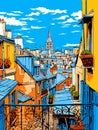 A View Of A City From A Balcony - over the roofs of paris