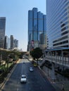 View of the city of Bangkok from the roof of a tall building