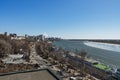 View of city and bank of Don river from Voroshilovsky bridge in Rostov-on-Don, Russia Royalty Free Stock Photo