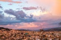 Sunset of incredible colors in Barcelona. Royalty Free Stock Photo