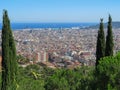 View of the city Barselona from the observation deck in Park Guell Royalty Free Stock Photo
