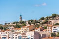 View of city buildings, Sete, France. Copy space for text. Royalty Free Stock Photo