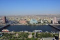 Aerial view of Cairo Egypt cityscape , panoramic view of Cairo and skyscrapers , the river Nile of Egypt running allover Cairo