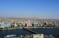 Aerial view of Cairo Egypt cityscape , panoramic view of Cairo and skyscrapers , the river Nile of Egypt running allover Cairo